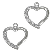 Pendentifs coeur en alliage de zinc, Placage de couleur platine, protéger l'environnement, sans nickel, plomb et cadmium, 21x24.50x2mm, Trou:Environ 2mm, 300PC/lot, Vendu par lot