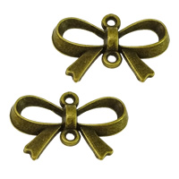 Bowknot Sinkkiseos Connector, antiikki pronssi väri päällystetty, 1/1 silmukka, nikkeli, lyijy ja kadmium vapaa, 21.50x14x3mm, Reikä:N. 1.5mm, 500PC/erä, Myymät erä