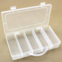 Jewelry Beads Container Plastic Rectangle 5 cells & transparent clear Sold By PC