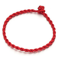 Moda bracciale corda, nylon, rosso, 3mm, Lunghezza Appross. 7 pollice, 100Strandstrefolo/lotto, Venduto da lotto