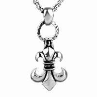 Pendentifs en titane, Acier titane, fleur-de-lis, pour homme & noircir, 20x45mm, Trou:Environ 3x5mm, 3PC/lot, Vendu par lot