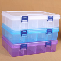 Sieraden Kralen Container, Plastic, Rechthoek, transparant & 16 cellen, meer kleuren voor de keuze, 250x160x59mm, Verkocht door PC