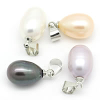 Pendentifs perles d'eau douce, perle d'eau douce cultivée, avec laiton caution, riz, plus de couleurs à choisir, 8mm, Trou:Environ 2-7mm, Vendu par PC