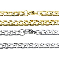 Stainless Steel Chain Ogrlica, Nehrđajući čelik, pozlaćen, rubnik lanac, više boja za izbor, 11.50x7.50x2mm, Dužina Približno 24 inčni, Prodano By Lot