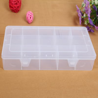 Sieraden Kralen Container, Plastic, Rechthoek, transparant & 15 cellen, wit, 280x165x60mm, Verkocht door PC