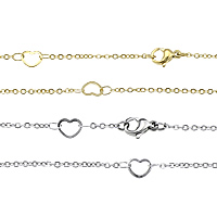 Stainless Steel Chain Ogrlica, Nehrđajući čelik, pozlaćen, ovalni lanac, više boja za izbor, 6.5x5x0.5mm, 2x1.5mm, Dužina Približno 18 inčni, 20pramenovi/Lot, Prodano By Lot