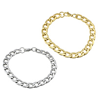 Roestvrij staal armbanden, plated, twist ovale keten & mat, meer kleuren voor de keuze, 13.50x9x2.50mm, Lengte Ca 8.5 inch, 30strengen/Lot, Verkocht door Lot