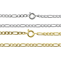 Stainless Steel Chain Ogrlica, Nehrđajući čelik, pozlaćen, Figaro lanac, više boja za izbor, 6.5x3x1mm, 4.5x3x1mm, Dužina Približno 18 inčni, 30pramenovi/Lot, Prodano By Lot