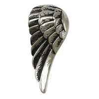 Nerezová ocel Šperky Přívěsky, 316L nerezové oceli, Wing Shape, černat, 18x40x2mm, Otvor:Cca 8x14mm, 5PC/Lot, Prodáno By Lot