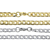 Stainless Steel Chain Ogrlica, Nehrđajući čelik, pozlaćen, rubnik lanac, više boja za izbor, 9x6x1.60mm, Dužina Približno 22 inčni, Prodano By Lot