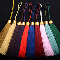 Polyester Tassel, med Zinc Alloy, flere farver til valg, 90x10mm, 50pc'er/Bag, Solgt af Bag