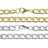 Stainless Steel Chain Ogrlica, Nehrđajući čelik, pozlaćen, rubnik lanac, više boja za izbor, 13x9x2.50mm, Dužina Približno 21 inčni, Prodano By Lot