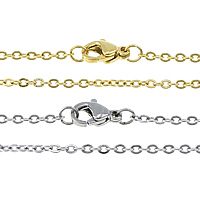 Stainless Steel Nekclace Chain, Roestvrij staal, plated, ovale keten, meer kleuren voor de keuze, 2.50x2x0.30mm, Lengte Ca 23 inch, Verkocht door Lot