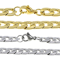 Stainless Steel Chain halskæde, forgyldt, twist oval kæde, flere farver til valg, 10x6x2mm, Længde Ca. 24 inch, Solgt af Lot