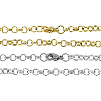 Stainless Steel Chain Ogrlica, Nehrđajući čelik, pozlaćen, Rolo lanac, više boja za izbor, 4x4x1mm, Dužina Približno 19 inčni, 20pramenovi/Lot, Prodano By Lot