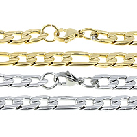 Stainless Steel Chain Ogrlica, Nehrđajući čelik, pozlaćen, Figaro lanac, više boja za izbor, 16x7.5x2mm, 12x7.5x2mm, Dužina Približno 24 inčni, Prodano By Lot