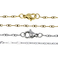 Stainless Steel Nekclace Chain, Roestvrij staal, plated, mariner keten, meer kleuren voor de keuze, 4x1.50x0.30mm, Lengte Ca 18 inch, 50strengen/Lot, Verkocht door Lot