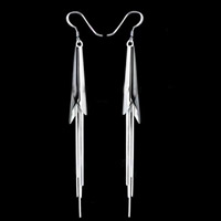 Fashion Fringe Boucles d'oreilles, alliage de zinc, laiton boucle d'oreille crochet, Placage de couleur platine, protéger l'environnement, sans nickel, plomb et cadmium, 18x100mm, Vendu par paire