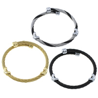 acier inoxydable bracelet manchette, Placage, plus de couleurs à choisir, 4mm, 10x7x6mm, Diamètre intérieur:Environ 52x52mm, Longueur Environ 6.5 pouce, 6PC/lot, Vendu par lot