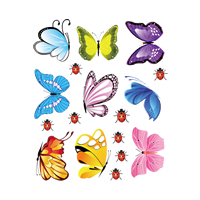 Wall Stickers, PVC-plast, Butterfly, lim, 160x210mm, 10sæt/Lot, Solgt af Lot