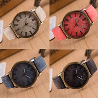 Women Wrist Watch Zinc Alloy with PU Leather & Glass Flat Round antique bronze color plated brushed & for woman nickel lead & cadmium free 40mm Length Approx 9 Inch Sold By PC