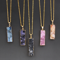 Druzy nyaklánc, Természetes Quartz, -val Vas, Téglalap, arany színű aranyozott, természetes & druzy stílusban & ovális lánc, több színt a választás, 12x44x12mm-14x50x13mm, Naponta eladott Kb 18 inch Strand