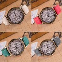 Women Wrist Watch Zinc Alloy with PU Leather & Glass Flat Round antique bronze color plated brushed & for woman nickel lead & cadmium free 40mm Length Approx 9 Inch Sold By PC