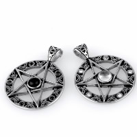 Pendentifs en titane, Acier titane, Pentagram, pour homme & avec strass & noircir, plus de couleurs à choisir, 28x28mm, Trou:Environ 3x5mm, 3PC/lot, Vendu par lot