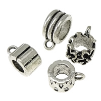 Zink legering Bail Beads, Zinc Alloy, sølvfarvet forgyldt, blandet & sværte, nikkel, bly & cadmium fri, 6-6.5x11-13x8-10mm, Hole:Ca. 2mm, 5-7mm, 200pc'er/Lot, Solgt af Lot