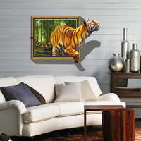 3D Wall Sticker, PVC, Tigris, tapadó, 1000x700mm, 10készletek/Lot, Által értékesített Lot