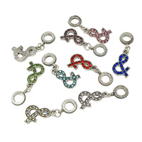 European zinklegering Hangers, Zinc Alloy, silver plated, zonder troll & met strass & zwart maken, meer kleuren voor de keuze, nikkel, lood en cadmium vrij, 11.5x17.5x2mm, 2x12x9mm, Gat:Ca 5mm, 200pC's/Lot, Verkocht door Lot