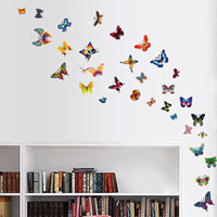 Wall Stickers, PVC-plast, Butterfly, lim, 1200x350mm, 10sæt/Lot, Solgt af Lot