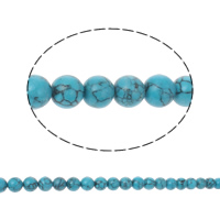 Turkis perler, Naturlig Turkis, Runde, blå, 10mm, Hole:Ca. 0.7mm, Længde Ca. 16 , 10Strands/Lot, Ca. 41pc'er/Strand, Solgt af Lot