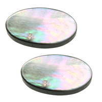 Svart Shell Cabochon, Flat Oval, naturlig, platt baksida, 25x14x5mm, 20PC/Lot, Säljs av Lot