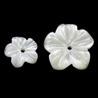 Natural White Helmiäinen, Valkoinen kuori, Kukka, luonnollinen, erikokoisia valinnalle, Reikä:N. 0.5mm, 20PC/erä, Myymät erä