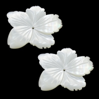 Natural White Shell Perler, Flower, naturlig, 22x18-19x2mm, Hole:Ca. 0.5mm, 10pc'er/Lot, Solgt af Lot