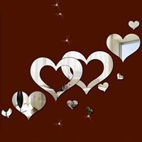 Wall Stickers, polystyren, Heart, spejleffekt & lim, 600x400mm, Solgt af PC