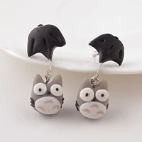 Polymer Clay Cartoon Scoilt Earring, déanta as cruach dhosmálta iar earring, chinchillas, lámhdhéanta, 45mm, Díolta De réir Péire