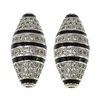 Cubic Zirconia grânulos de latão Micro Pave, cobre, Oval, platinado, micro pavimento em zircônia cúbica & esmalte, níquel, chumbo e cádmio livre, 10x21.50mm, Buraco:Aprox 2mm, 10PCs/Lot, vendido por Lot