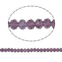 Rondelle Crystal Pärlor, Kristall, imitation CRYSTALLIZED™ kristaller, Violett, 6x8mm, Hål:Ca 1.5mm, Längd Ca 17 inch, 10Strands/Bag, Säljs av Bag