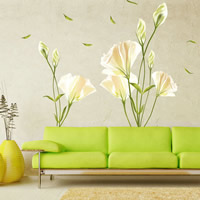 Wall Stickers, PVC-plast, Blomma, vidhäftande, 500x700mm, 10Satser/Lot, Säljs av Lot