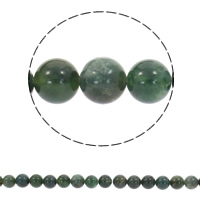 Přírodní Moss Achát Korálky, Moss Agate, Krug, sintetički, različite veličine za izbor, Rupa:Približno 1mm, Prodano Per Približno 14.5 inčni Strand