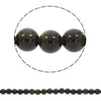 Sort Obsidian Bead, Runde, syntetisk, 6mm, Hole:Ca. 1mm, Ca. 70pc'er/Strand, Solgt Per Ca. 15.5 inch Strand