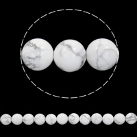 Natural White Turquoise Bead, Runde, naturlig, forskellig størrelse for valg, Hole:Ca. 1mm, Solgt Per Ca. 15 inch Strand