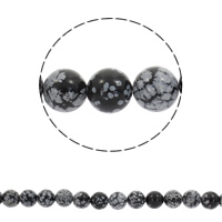 Snowflake Obsidian Bead, Rund, syntetisk, olika storlek för val, Hål:Ca 1mm, Såld Per Ca 15 inch Strand