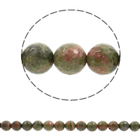 Unakite Bead, Runde, syntetisk, facetteret, 4mm, Hole:Ca. 1mm, Ca. 98pc'er/Strand, Solgt Per Ca. 15.5 inch Strand