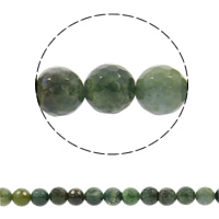 Naturlig Moss agat pärlor, Moss Agate, Rund, syntetisk, olika storlek för val & fasetterad, Hål:Ca 1mm, Såld Per Ca 15 inch Strand