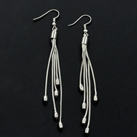 Fashion Fringe Oorbellen, Messing, platinum plated, nikkel, lood en cadmium vrij, 100mm, Verkocht door pair