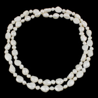 Slatkovodni biser džemper lančana ogrlica, Slatkovodni Pearl, s Staklo sjeme perli, Barok, prirodan, razlièite duljine za izbor, bijel, 7-8mm, 10-11mm, Prodano By Strand