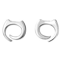 Mässing Stud Earring, med plast earnut, äkta silver plated, 6x6mm, Säljs av Par